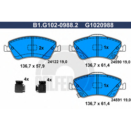 Photo Kit de plaquettes de frein, frein à disque GALFER B1G10209882