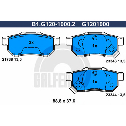 Фото Комплект тормозных колодок, дисковый тормоз GALFER B1G12010002