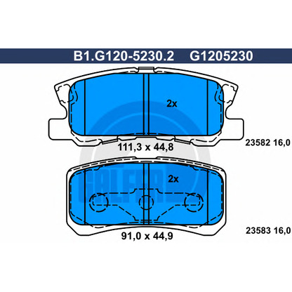 Foto Kit pastiglie freno, Freno a disco GALFER B1G12052302