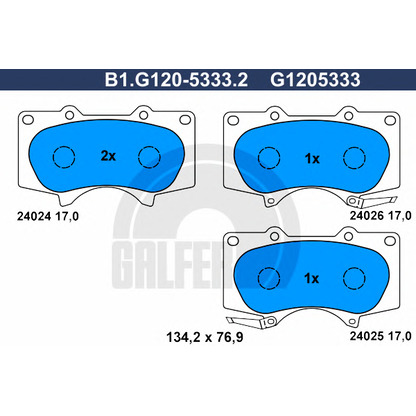 Photo Kit de plaquettes de frein, frein à disque GALFER B1G12053332