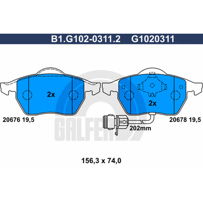 Photo Brake Pad Set, disc brake GALFER B1G10203112