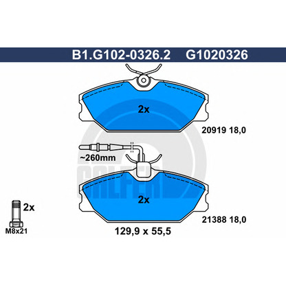 Foto Bremsbelagsatz, Scheibenbremse GALFER B1G10203262