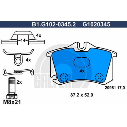 Photo Brake Pad Set, disc brake GALFER B1G10203452