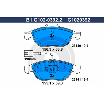 Foto Kit pastiglie freno, Freno a disco GALFER B1G10203922