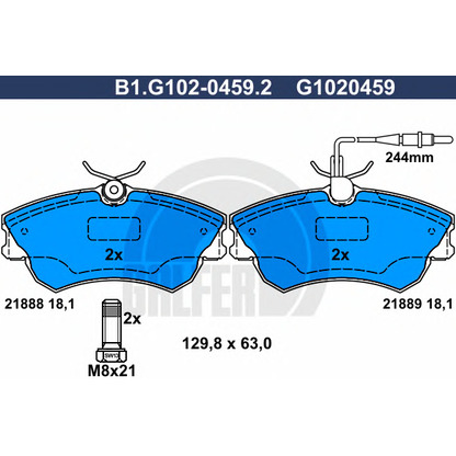 Photo Brake Pad Set, disc brake GALFER B1G10204592