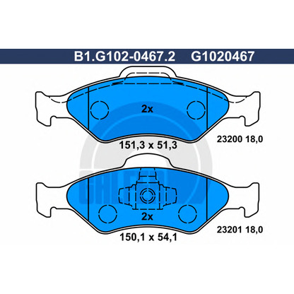 Фото Комплект тормозных колодок, дисковый тормоз GALFER B1G10204672