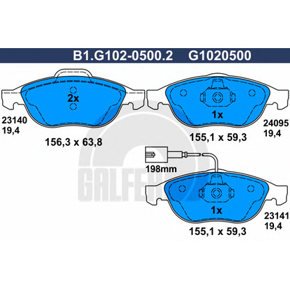 Photo Brake Pad Set, disc brake GALFER B1G10205002