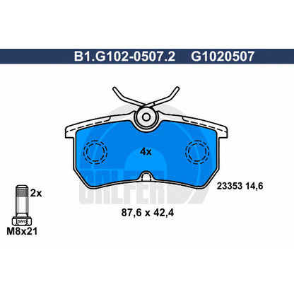 Фото Комплект тормозных колодок, дисковый тормоз GALFER B1G10205072