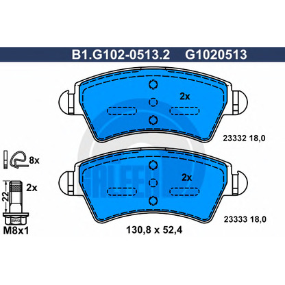 Foto Bremsbelagsatz, Scheibenbremse GALFER B1G10205132