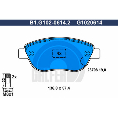 Photo Brake Pad Set, disc brake GALFER B1G10206142