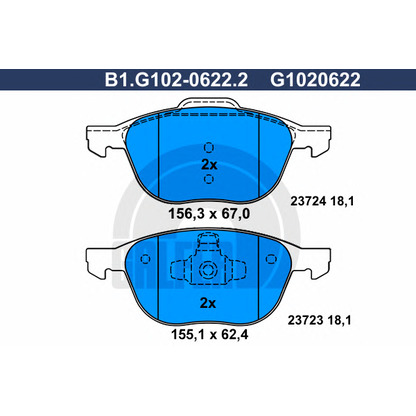 Photo Brake Pad Set, disc brake GALFER B1G10206222