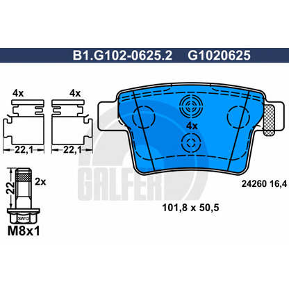 Foto Kit pastiglie freno, Freno a disco GALFER B1G10206252