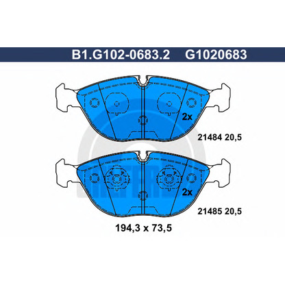 Zdjęcie Zestaw klocków hamulcowych, hamulce tarczowe GALFER B1G10206832