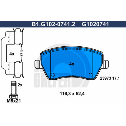 Foto Bremsbelagsatz, Scheibenbremse GALFER B1G10207412