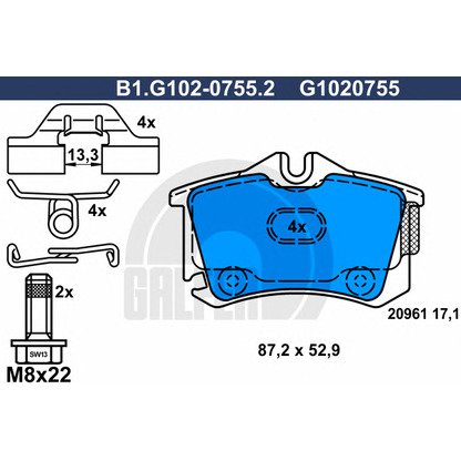 Photo Brake Pad Set, disc brake GALFER B1G10207552