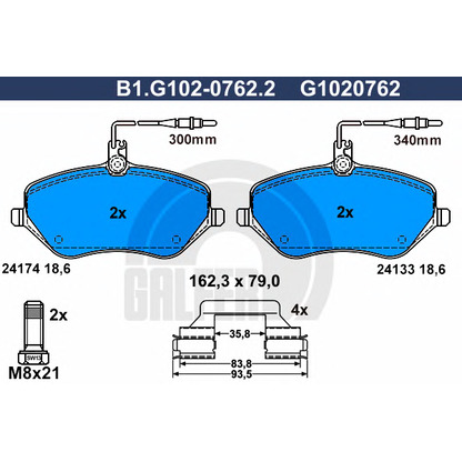 Фото Комплект тормозных колодок, дисковый тормоз GALFER B1G10207622