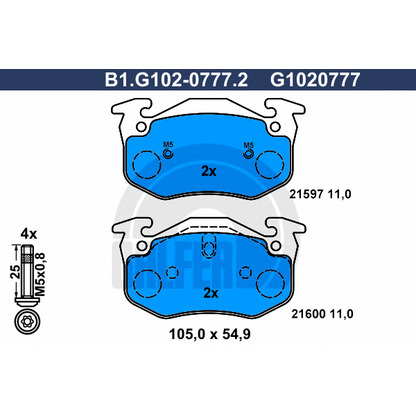 Foto Bremsbelagsatz, Scheibenbremse GALFER B1G10207772