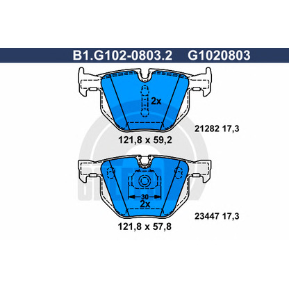 Фото Комплект тормозных колодок, дисковый тормоз GALFER B1G10208032