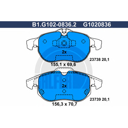 Photo Brake Pad Set, disc brake GALFER B1G10208362