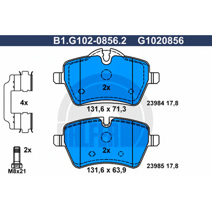 Photo Brake Pad Set, disc brake GALFER B1G10208562