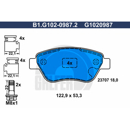 Фото Комплект тормозных колодок, дисковый тормоз GALFER B1G10209872