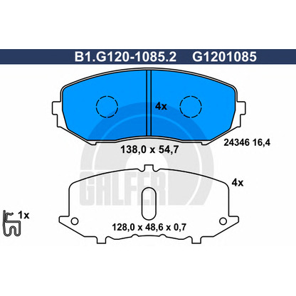 Фото Комплект тормозных колодок, дисковый тормоз GALFER B1G12010852