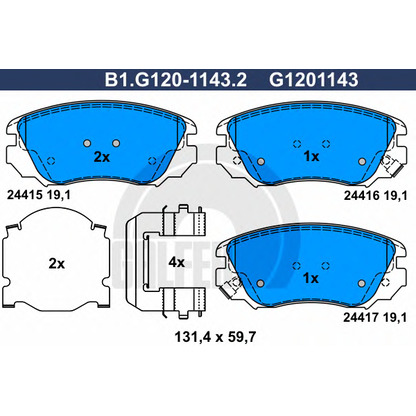 Photo Brake Pad Set, disc brake GALFER B1G12011432