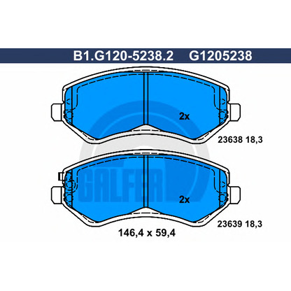 Photo Brake Pad Set, disc brake GALFER B1G12052382