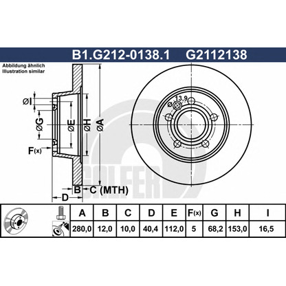 Photo Brake Disc GALFER B1G21201381