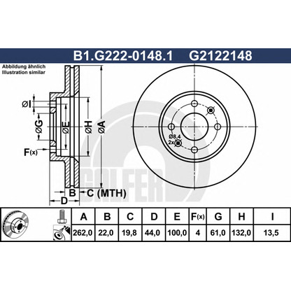 Photo Brake Disc GALFER B1G22201481