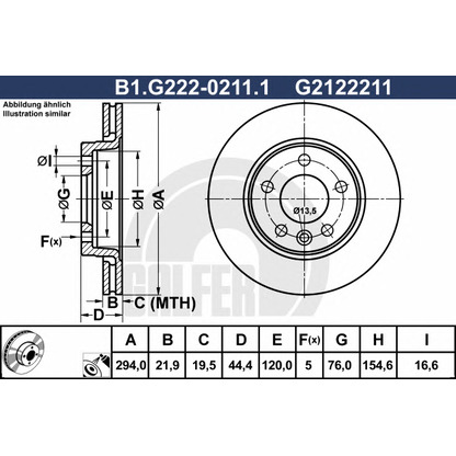 Photo Brake Disc GALFER B1G22202111