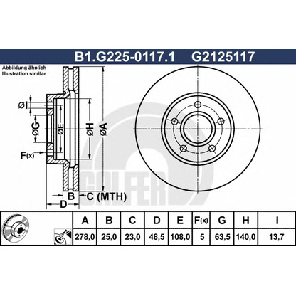 Foto Disco de freno GALFER B1G22501171