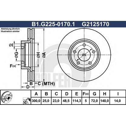 Photo Brake Disc GALFER B1G22501701