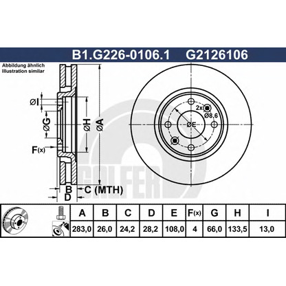 Zdjęcie Tarcza hamulcowa GALFER B1G22601061