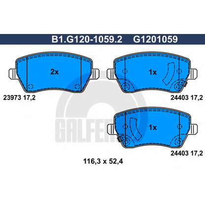 Photo Brake Pad Set, disc brake GALFER B1G12010592