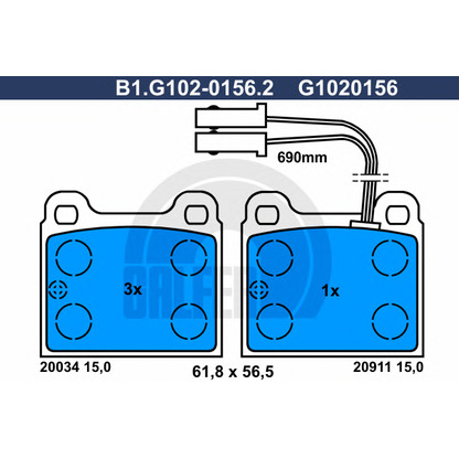 Photo Kit de plaquettes de frein, frein à disque GALFER B1G10201562