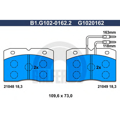 Photo Kit de plaquettes de frein, frein à disque GALFER B1G10201622