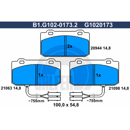 Фото Комплект тормозных колодок, дисковый тормоз GALFER B1G10201732