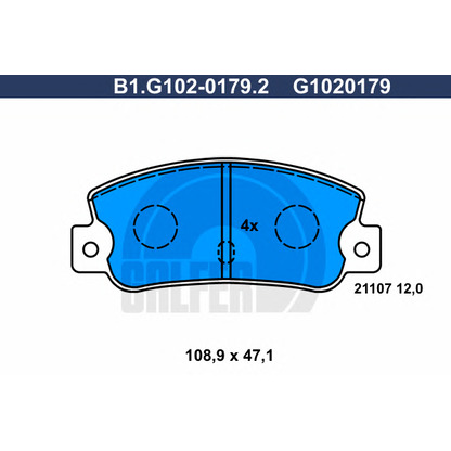Фото Комплект тормозных колодок, дисковый тормоз GALFER B1G10201792