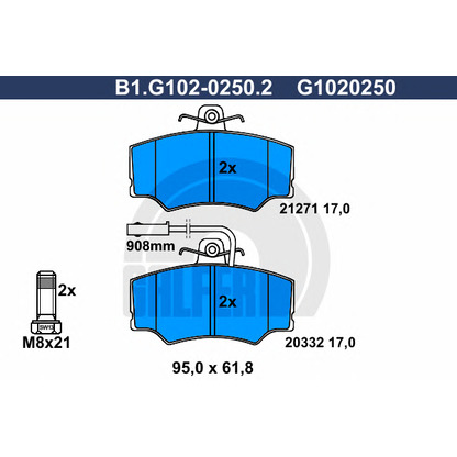 Фото Комплект тормозных колодок, дисковый тормоз GALFER B1G10202502