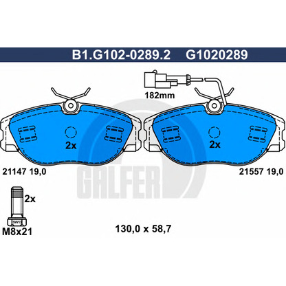 Фото Комплект тормозных колодок, дисковый тормоз GALFER B1G10202892