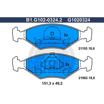 Фото Комплект тормозных колодок, дисковый тормоз GALFER B1G10203242