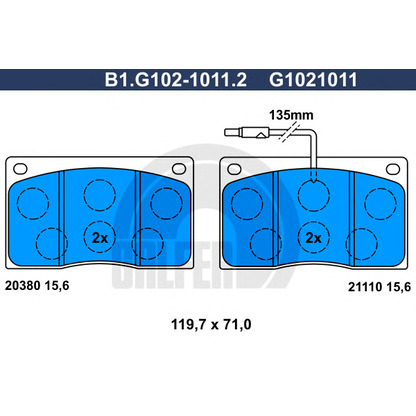 Photo Kit de plaquettes de frein, frein à disque GALFER B1G10210112