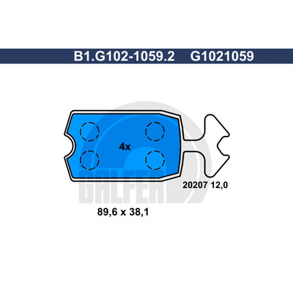 Фото Комплект тормозных колодок, дисковый тормоз GALFER B1G10210592