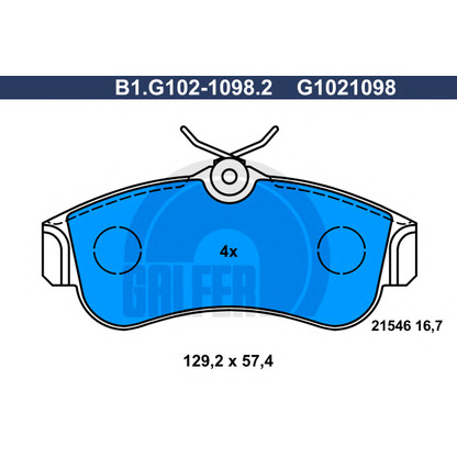 Фото Комплект тормозных колодок, дисковый тормоз GALFER B1G10210982