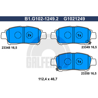 Photo Brake Pad Set, disc brake GALFER B1G10212492