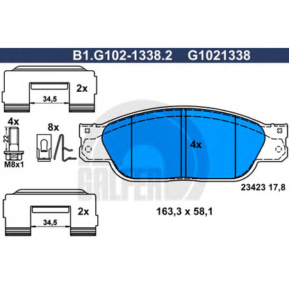 Foto Bremsbelagsatz, Scheibenbremse GALFER B1G10213382