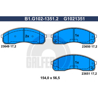 Photo Kit de plaquettes de frein, frein à disque GALFER B1G10213512