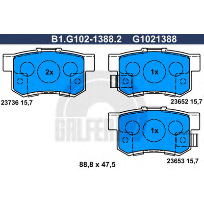 Photo Kit de plaquettes de frein, frein à disque GALFER B1G10213882