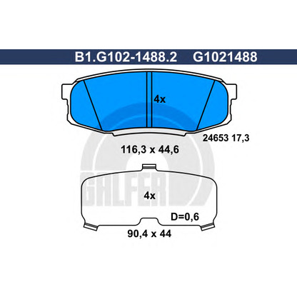 Фото Комплект тормозных колодок, дисковый тормоз GALFER B1G10214882